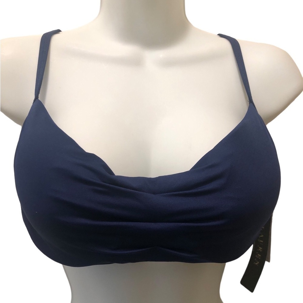 Lauren Ralph Lauren LRL Navy Padded Bikini Top Sz 12 Beach Resort Cruise Wear